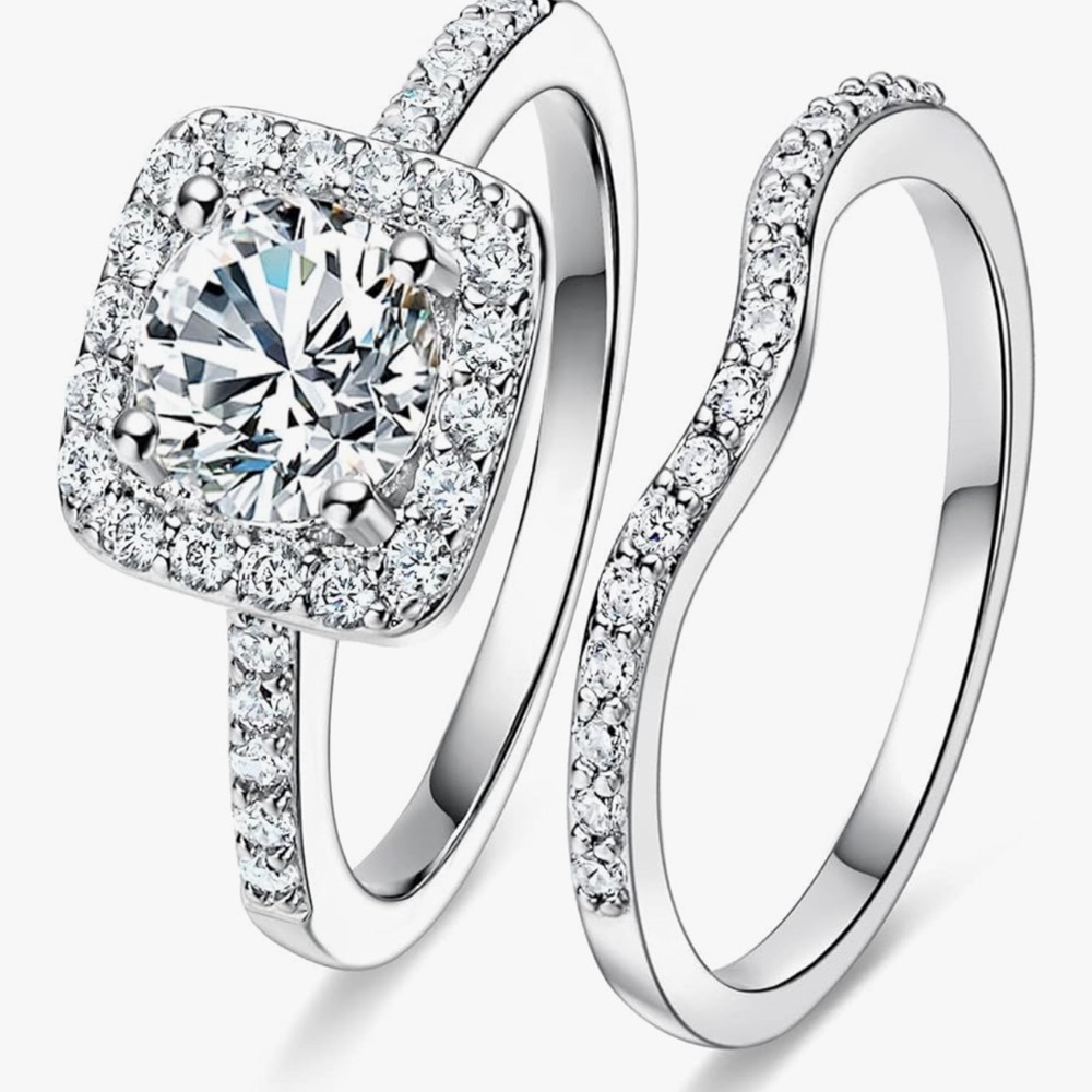 18K White Gold Plated Cubic Zirconia